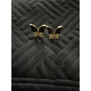 Butterfly Gold Tone Stud Earrings Elegant Jewelry Party Fashion Accessory NoBack
